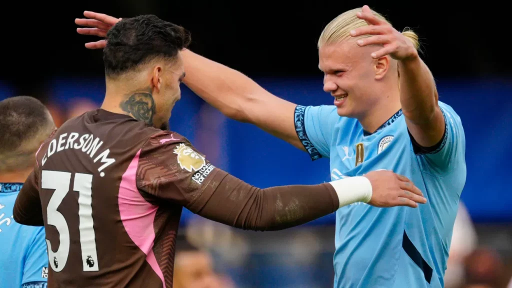 Portero Ederson realiza gran asistencia para Erling Haaland