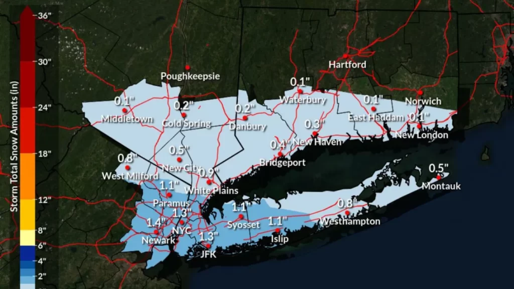 1ra nevada del año en la ciudad de Nueva York: pronóstico de domingo a lunes